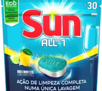Sun All in One Limão Pastilhas para Máquina de Loiça – 30 Unidades