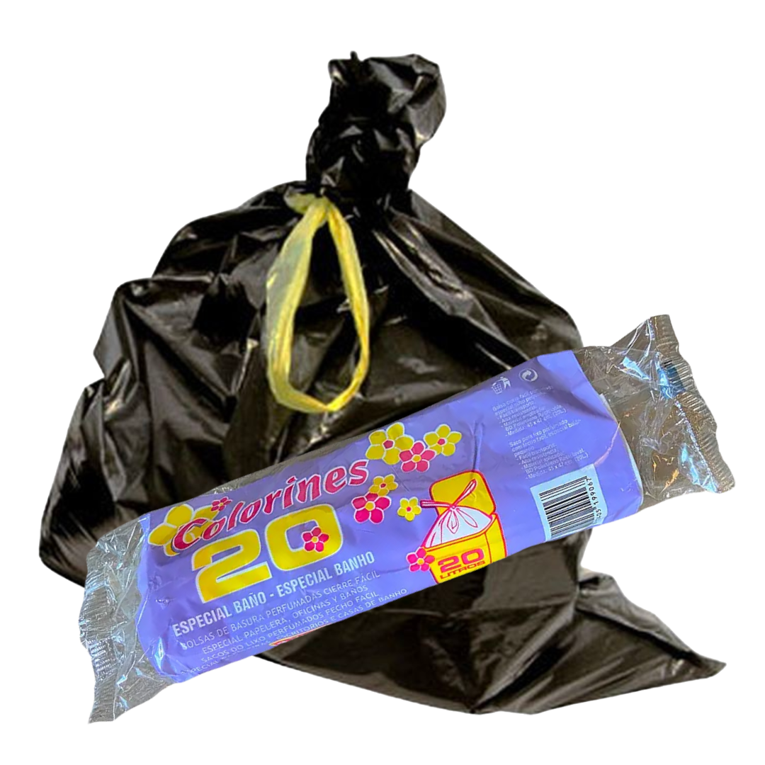 Sacos do Lixo 20l com Fecho Fácil - 20 Sacos - Preto
