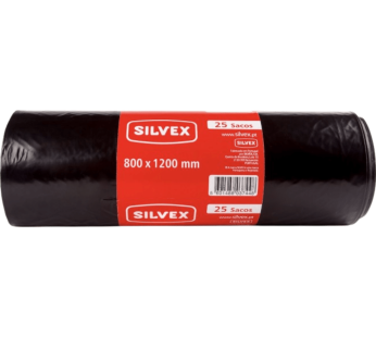 Rolo Saco Lixo Preto Silvex 120Lt 80x120cm(25Sacos)