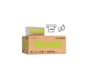Toalhas de Mão Renova Green Zig-Zag Folha Dupla (20 Maços x 180 Folhas)