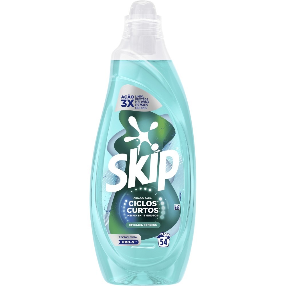 detergente líquido skip ciclos curtos eficácia 54 doses