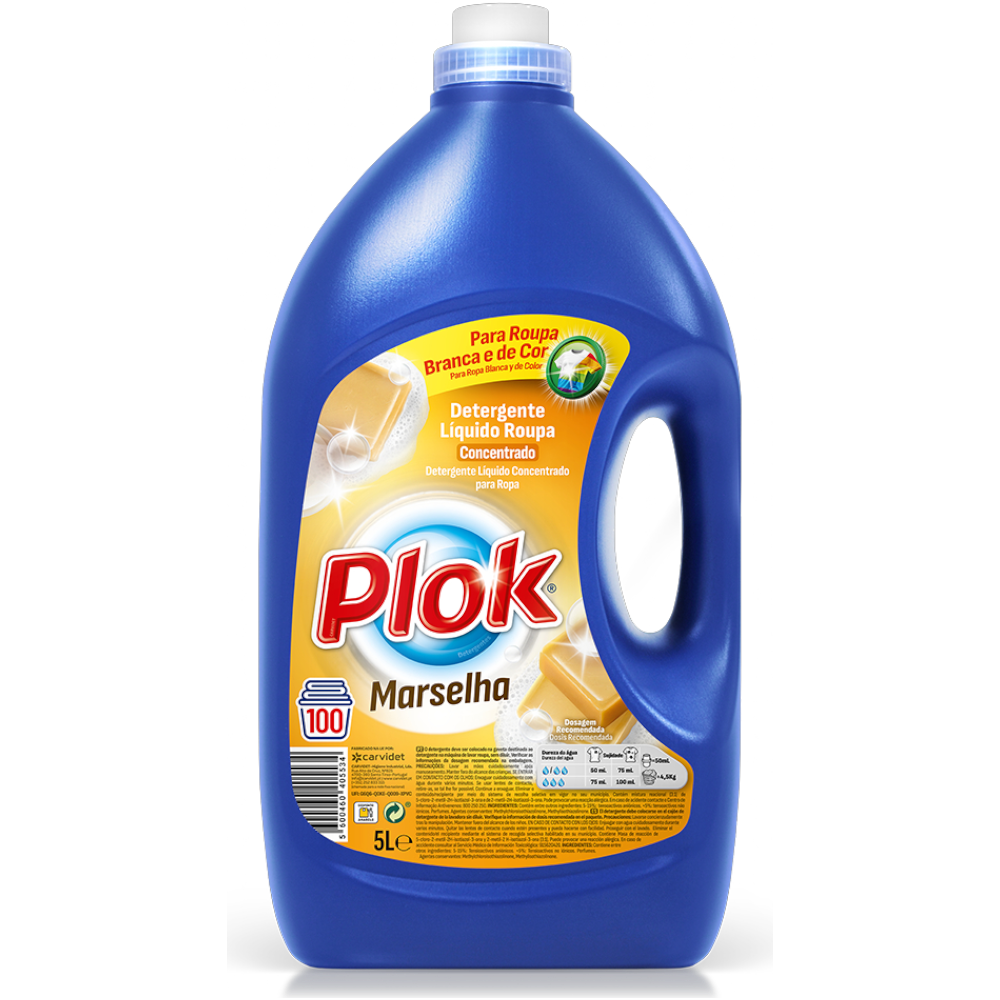 Plok Detergente Roupa Marselha 5Lt - 100 Doses